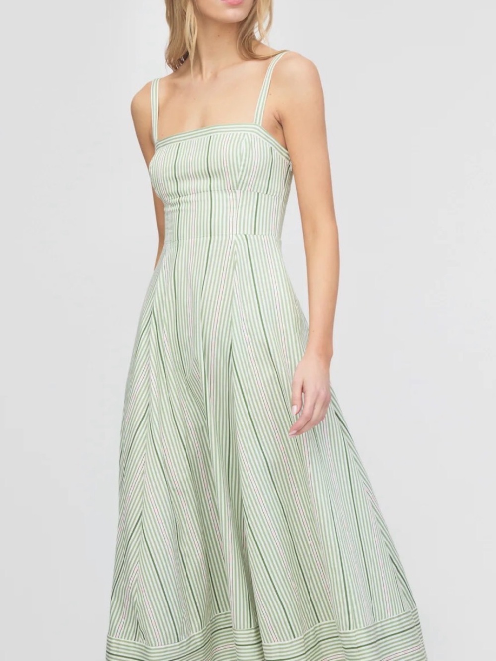 Hill House Home Margot Dress Green Jacquard Stripe Size S